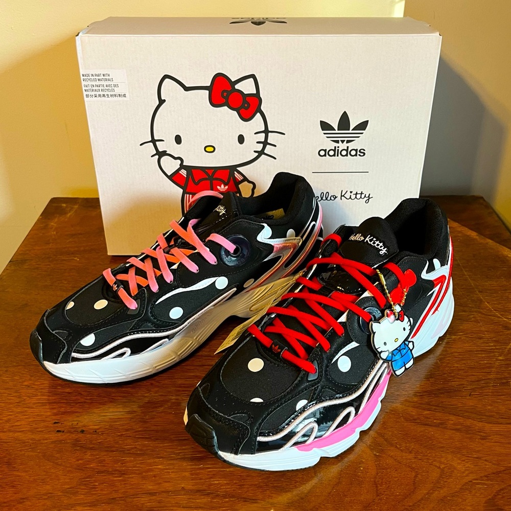 adidas Women's Black White Pink Red Hello Kitty Sneakers